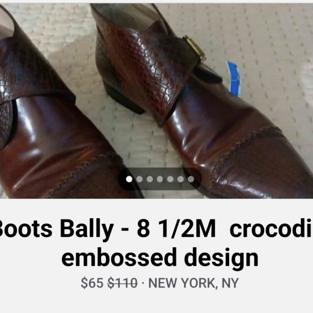 Ladies Bally Italian-$43- Ankle Brown Shoe 8.5M  exclusive Rich Croc/ FREE- Ship